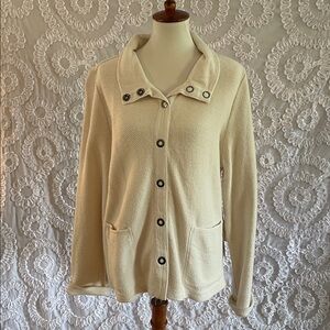 Escape by Habitat loopy Terry snappy jacket, Pockets, Cream Button-Up